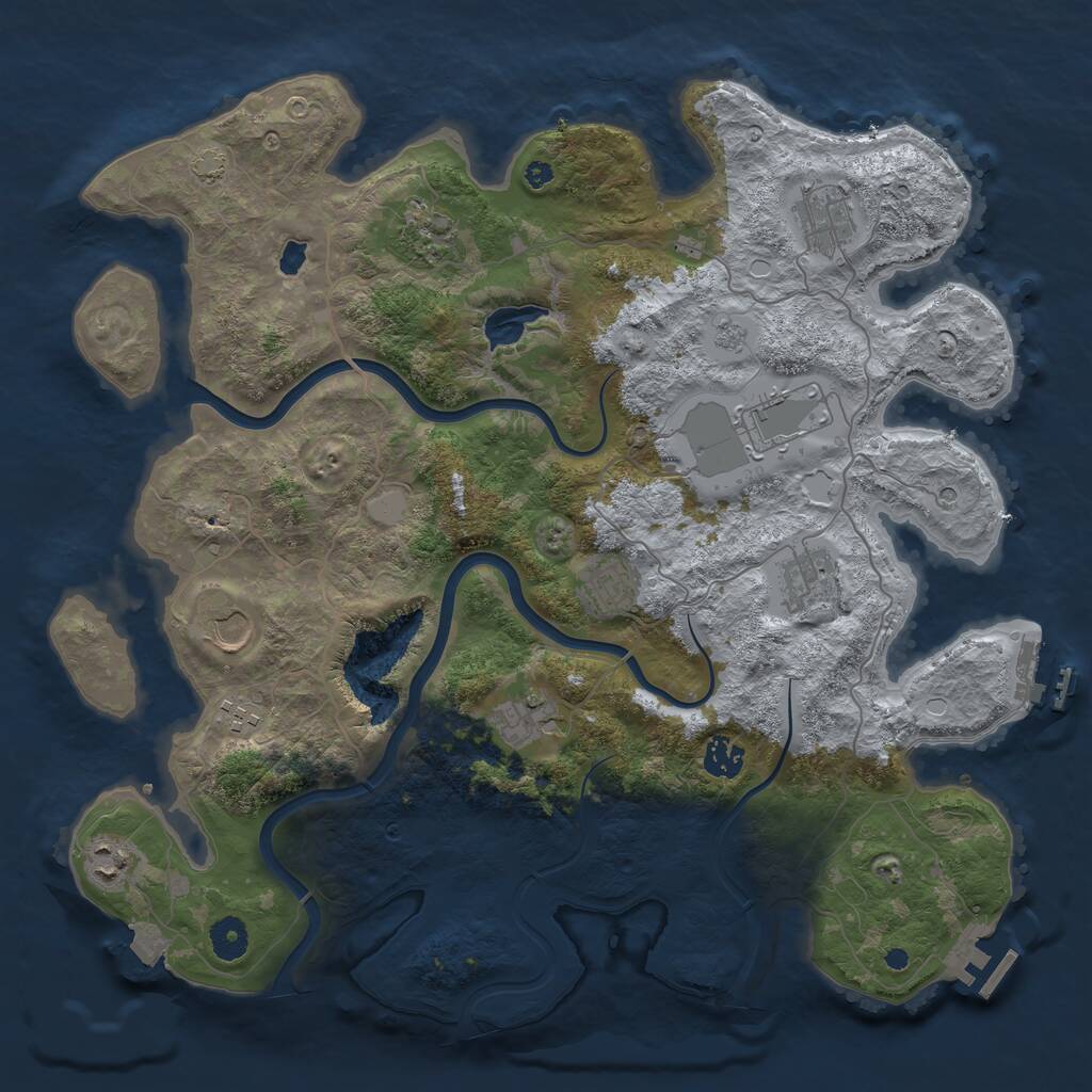 Rust Map: Procedural Map, Size: 4000, Seed: 124634455, 16 Monuments