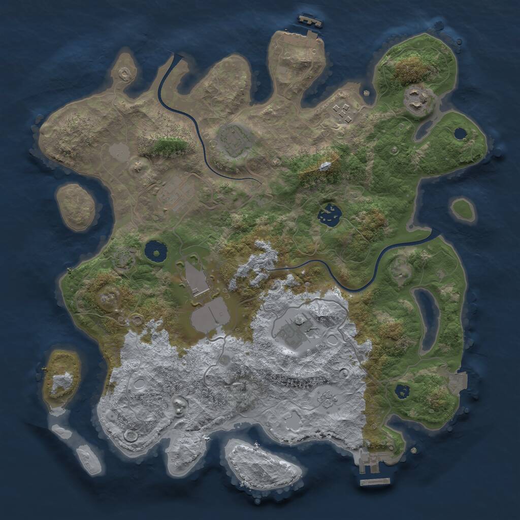 Rust Map: Procedural Map, Size: 3500, Seed: 264668, 12 Monuments
