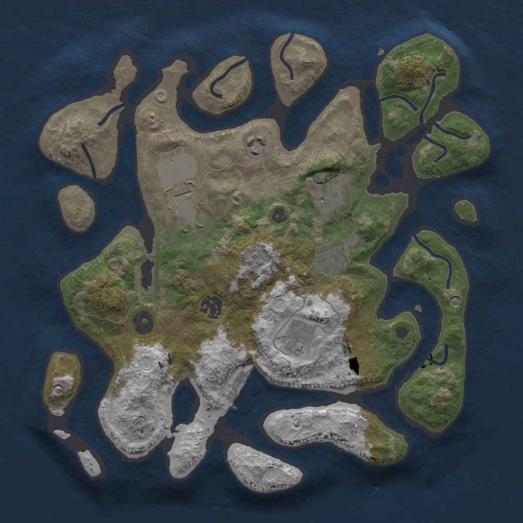 Rust Map: Procedural Map, Size: 3500, Seed: 264668, 16 Monuments