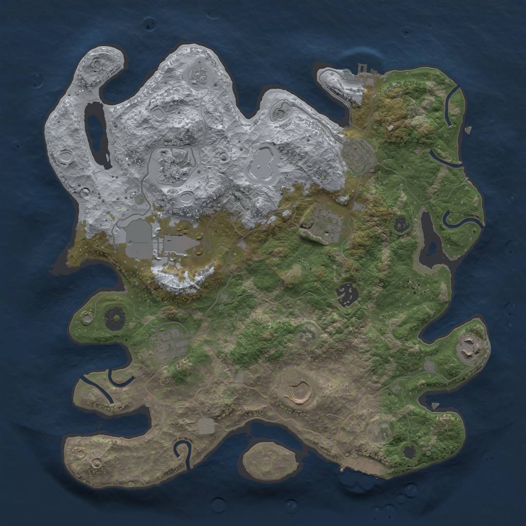 Rust Map: Procedural Map, Size: 3500, Seed: 1325820616, 15 Monuments