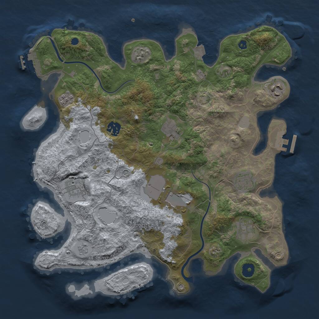 Rust Map: Procedural Map, Size: 3500, Seed: 38365915, 14 Monuments