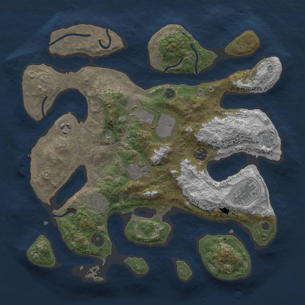 Rust Map: Procedural Map, Size: 3500, Seed: 331526, 11 Monuments