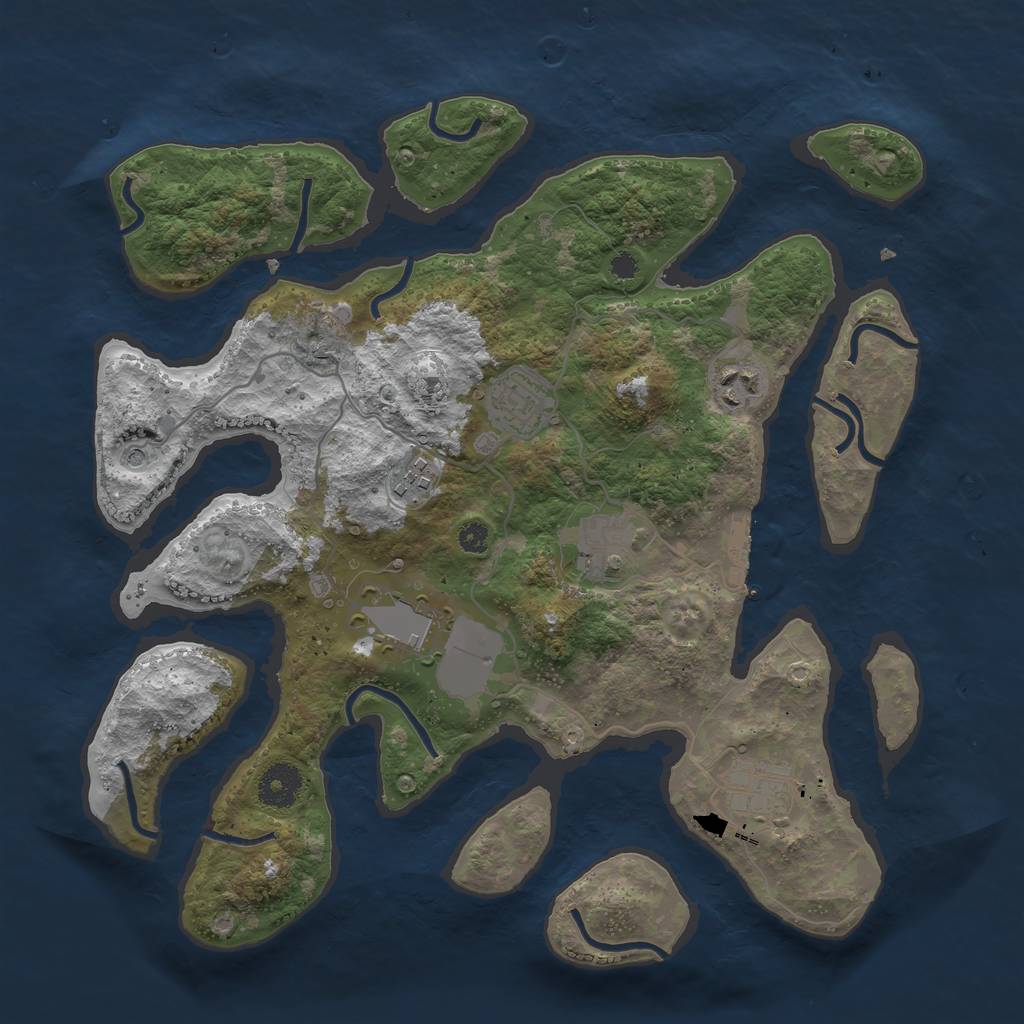 Rust Map: Procedural Map, Size: 3500, Seed: 195783, 10 Monuments