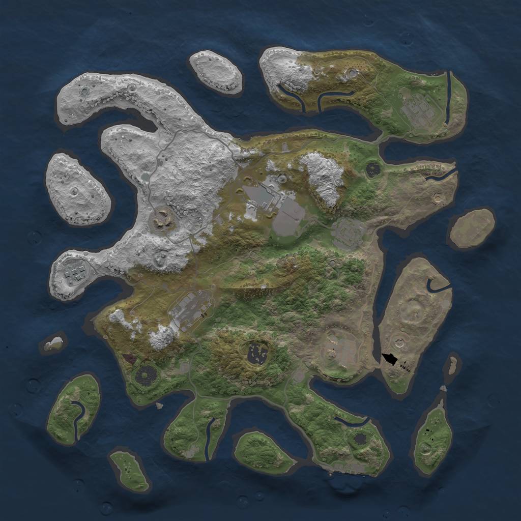 Rust Map: Procedural Map, Size: 3750, Seed: 324532495, 12 Monuments