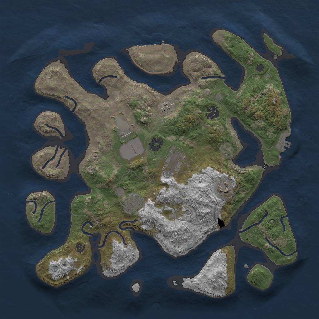 Rust Map: Procedural Map, Size: 3500, Seed: 825507, 11 Monuments