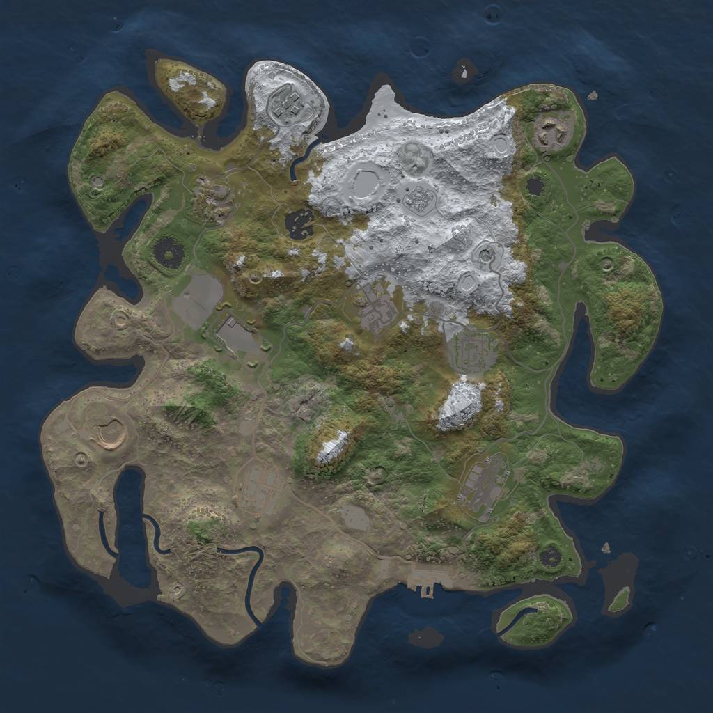 Rust Map: Procedural Map, Size: 3500, Seed: 719447, 18 Monuments