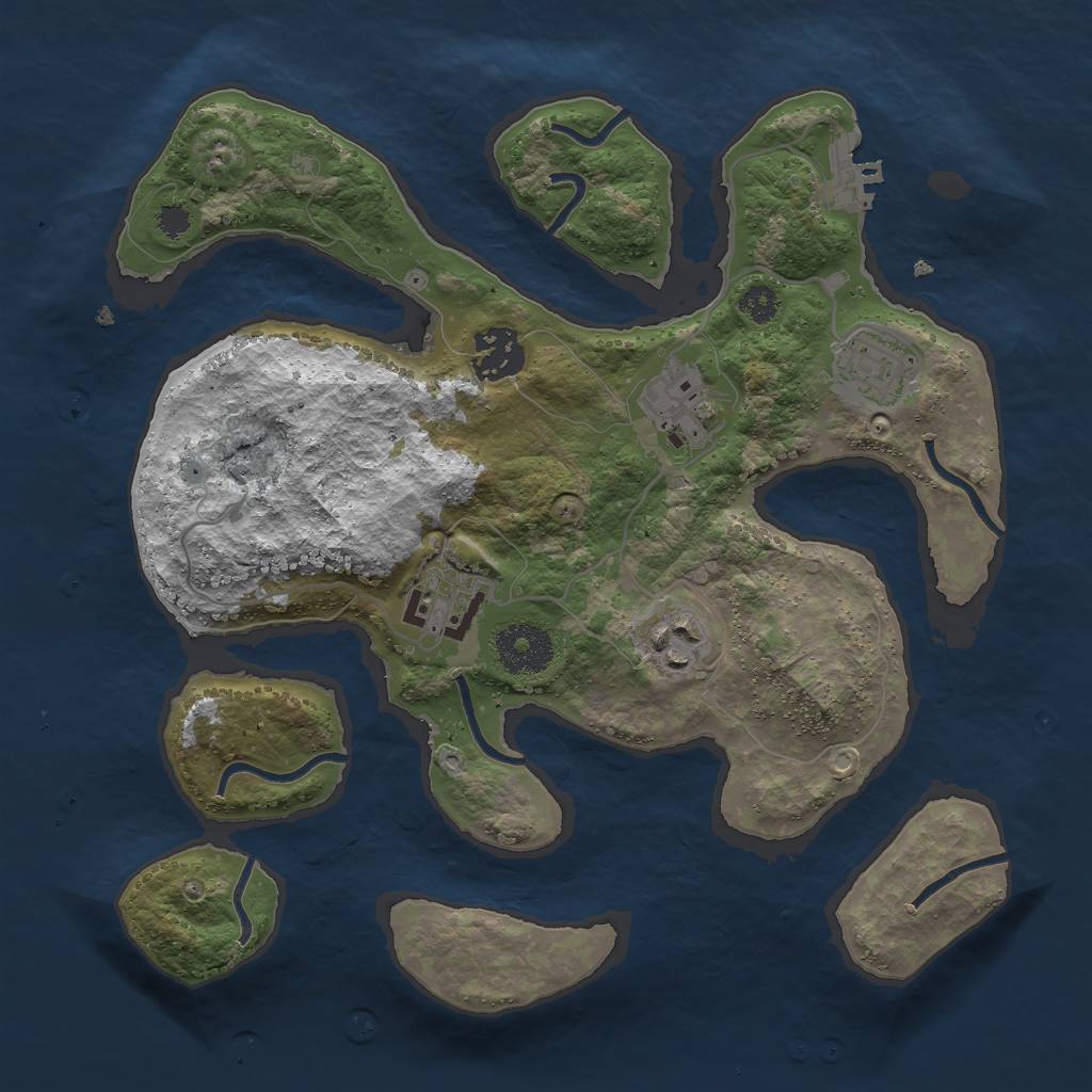 Rust Map: Procedural Map, Size: 3000, Seed: 769283907, 8 Monuments