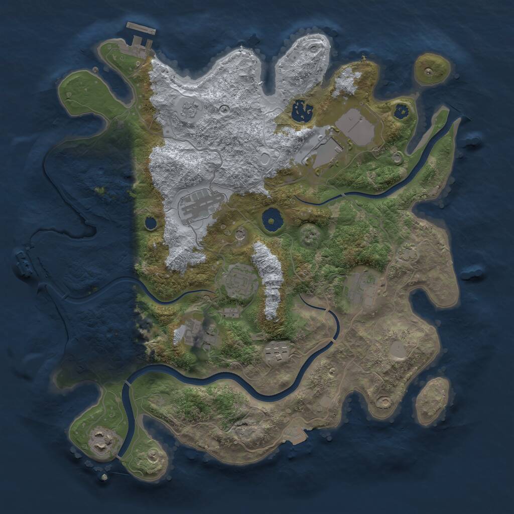 Rust Map: Procedural Map, Size: 3500, Seed: 1940978358, 14 Monuments