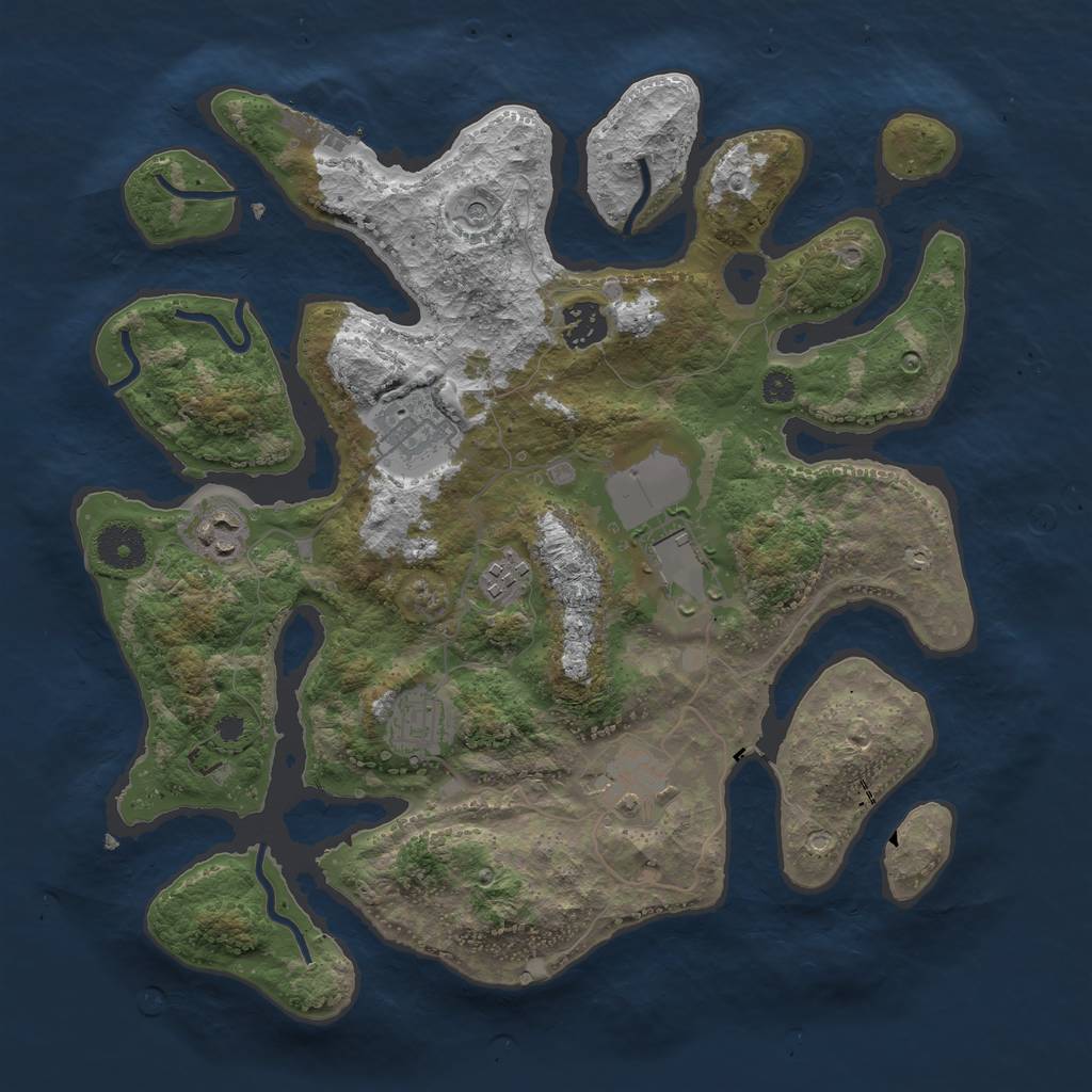 Rust Map: Procedural Map, Size: 3500, Seed: 1940978358, 11 Monuments