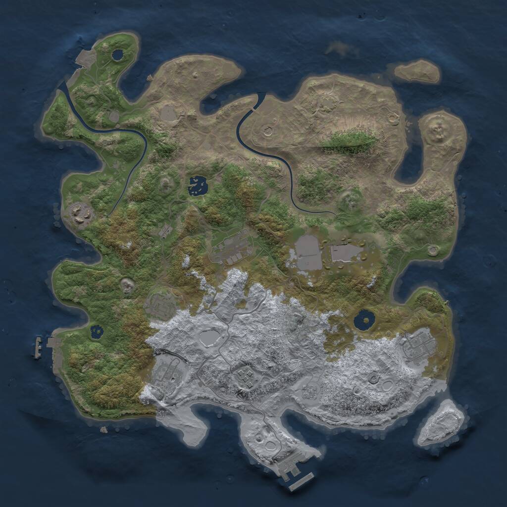 Rust Map: Procedural Map, Size: 3700, Seed: 1271115217, 14 Monuments