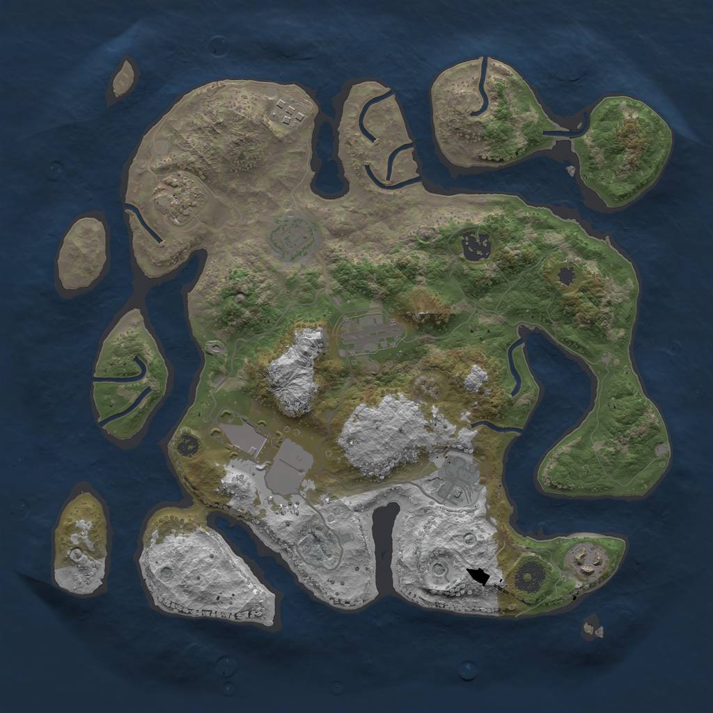 Rust Map: Procedural Map, Size: 3500, Seed: 187970, 11 Monuments