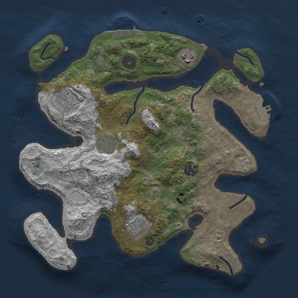 Rust Map: Procedural Map, Size: 3200, Seed: 612, 14 Monuments