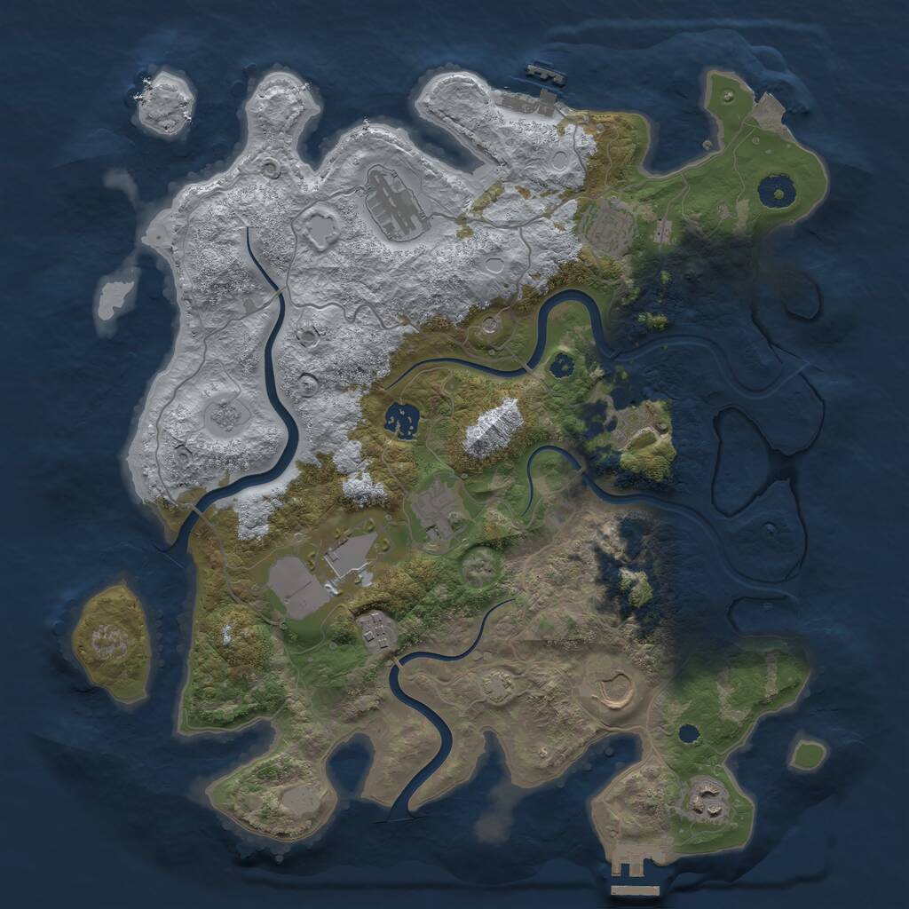 Rust Map: Procedural Map, Size: 3800, Seed: 40105, 15 Monuments