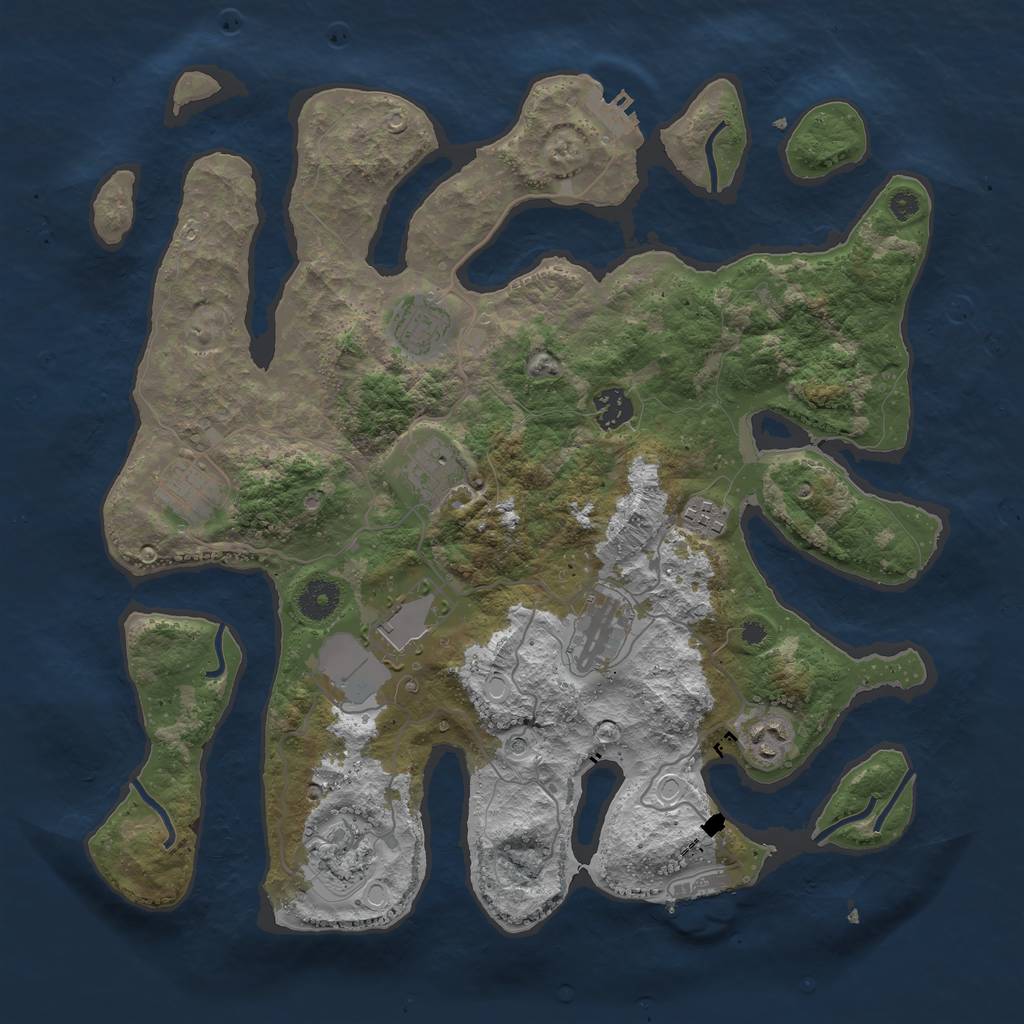 Rust Map: Procedural Map, Size: 3800, Seed: 896299, 17 Monuments