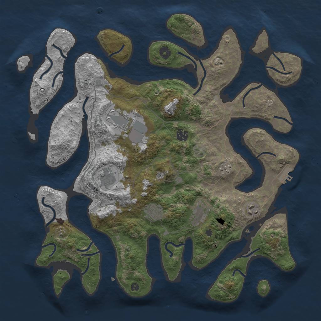 Rust Map: Procedural Map, Size: 4000, Seed: 342564, 11 Monuments