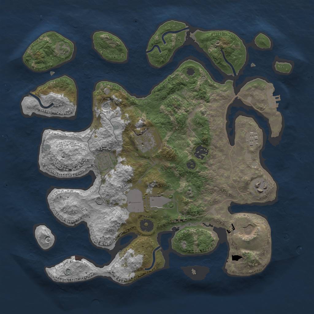 Rust Map: Procedural Map, Size: 3500, Seed: 293337, 11 Monuments