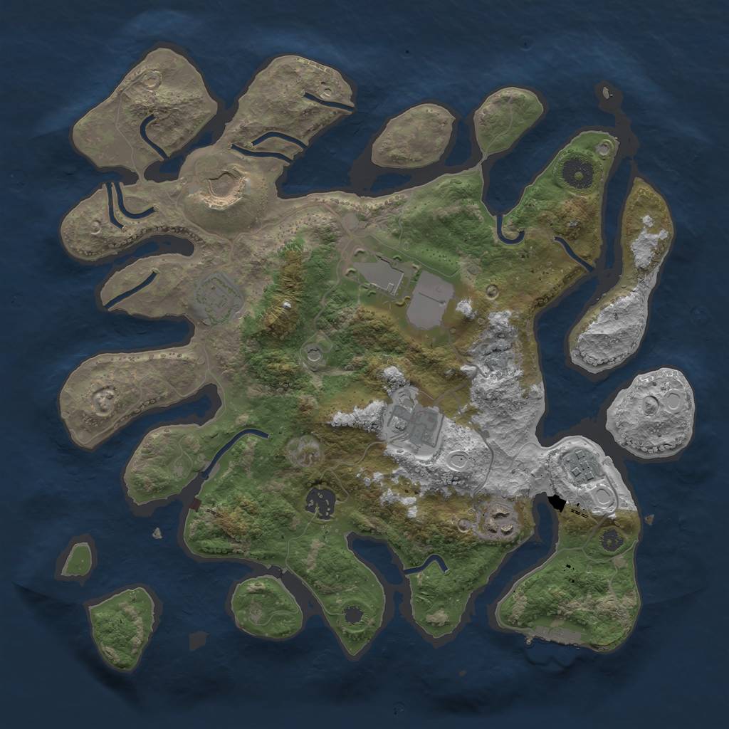 Rust Map: Procedural Map, Size: 3500, Seed: 987542, 14 Monuments