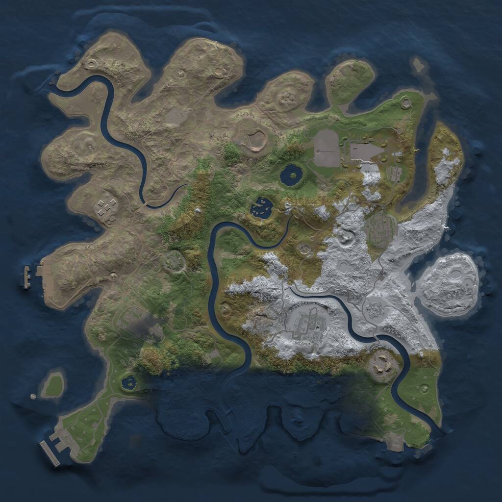 Rust Map: Procedural Map, Size: 3500, Seed: 987542, 14 Monuments