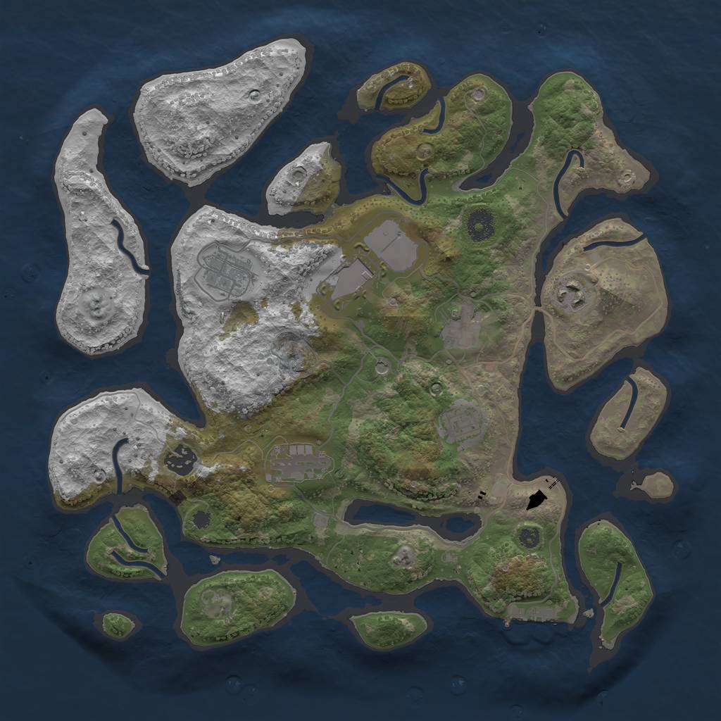 Rust Map: Procedural Map, Size: 3600, Seed: 659312915, 11 Monuments