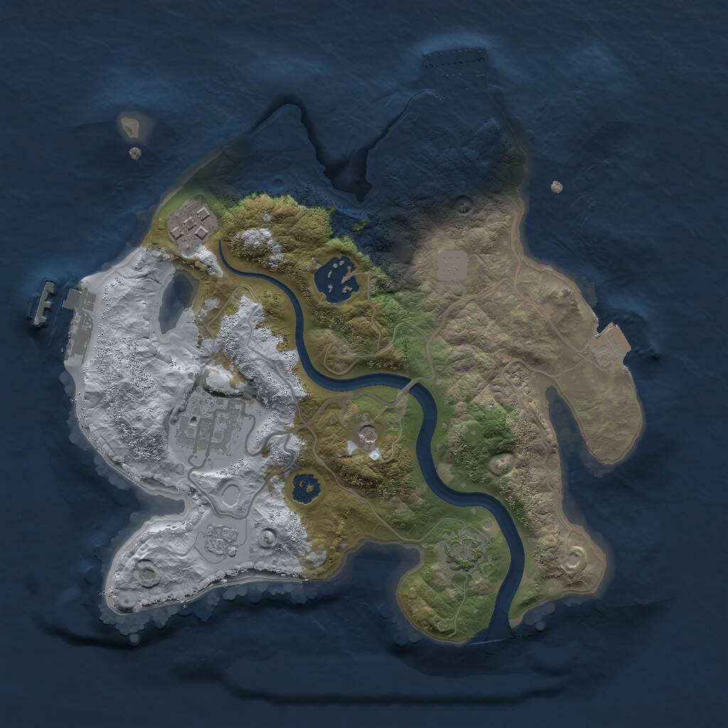 Rust Map: Procedural Map, Size: 2500, Seed: 642, 9 Monuments