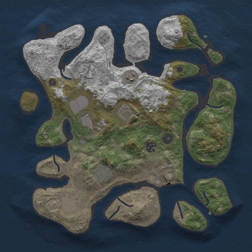 Rust Map: Procedural Map, Size: 3500, Seed: 210540, 11 Monuments