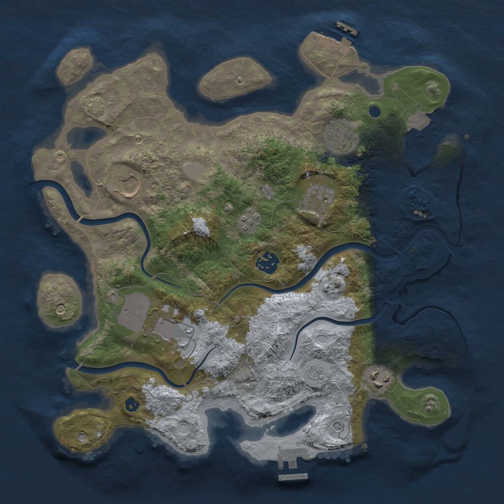 Rust Map: Procedural Map, Size: 3500, Seed: 421290479, 13 Monuments