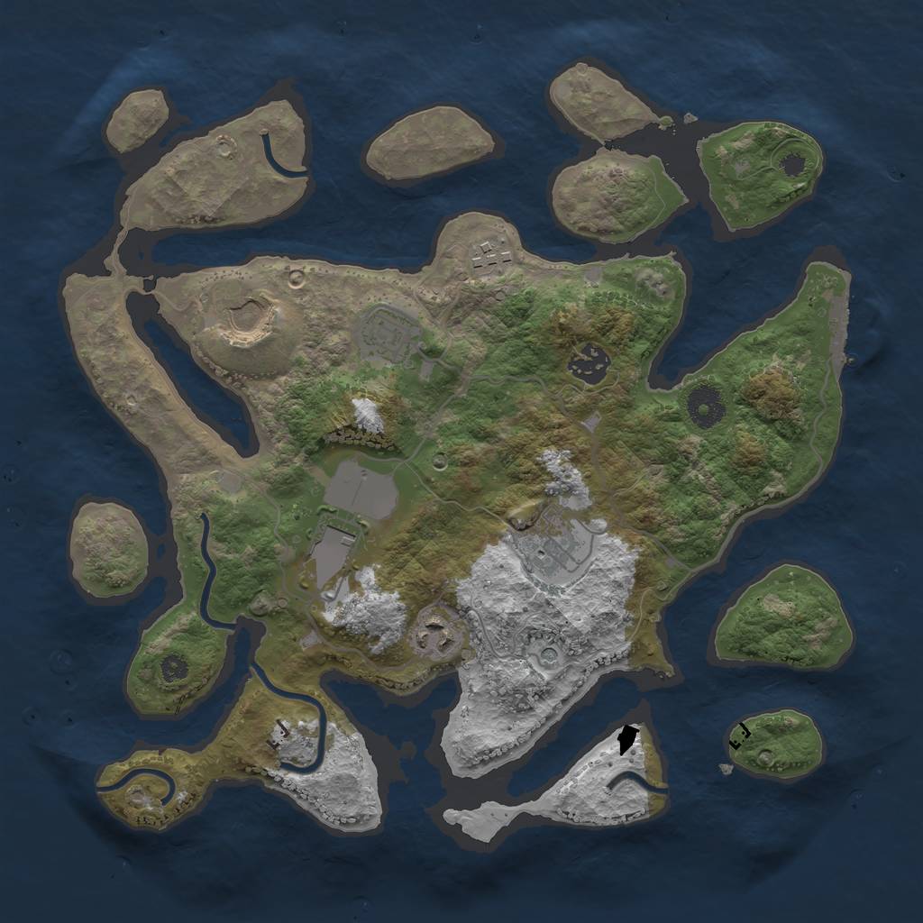 Rust Map: Procedural Map, Size: 3500, Seed: 421290479, 11 Monuments