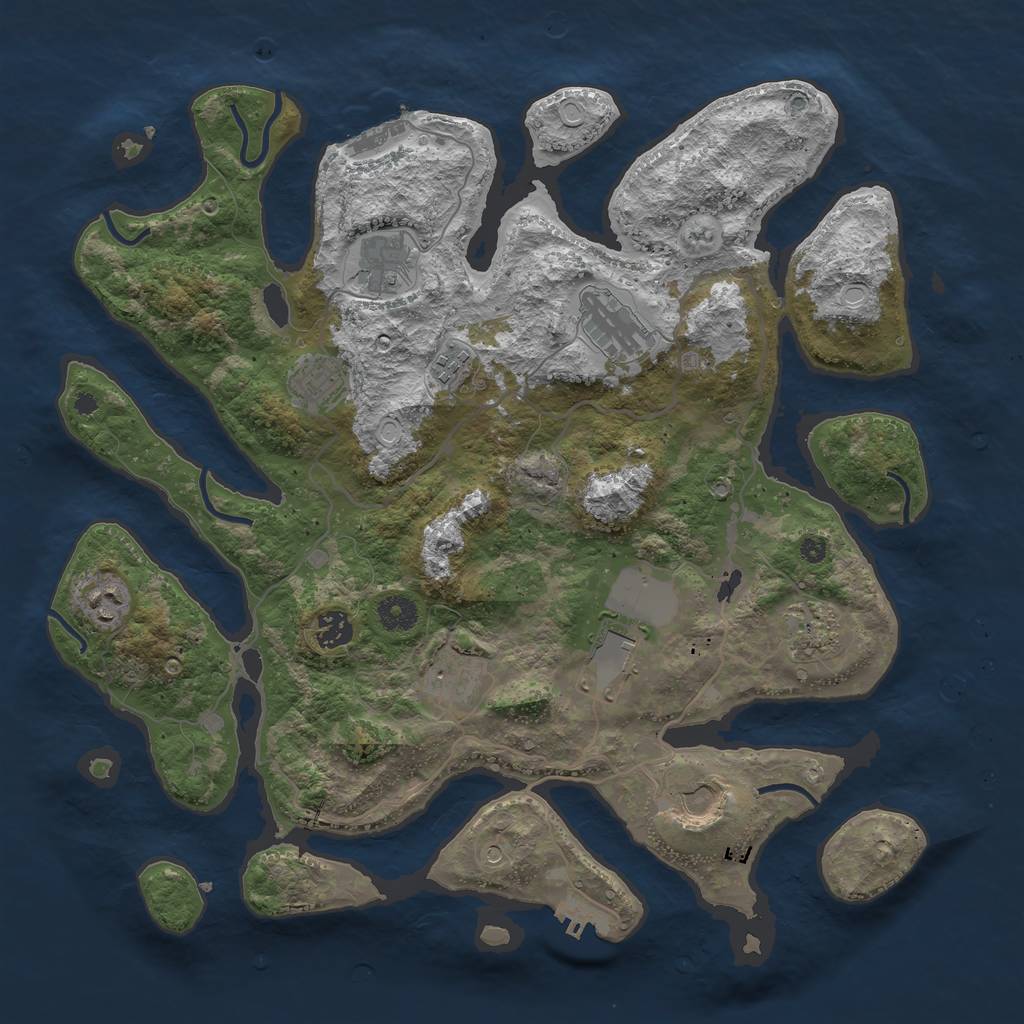Rust Map: Procedural Map, Size: 4000, Seed: 5101078, 18 Monuments