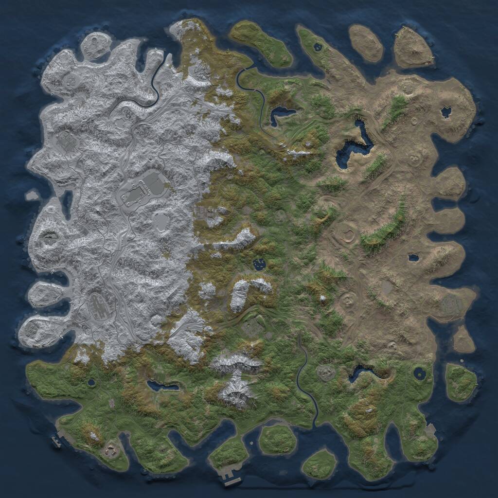 Rust Map: Procedural Map, Size: 6000, Seed: 4567822, 17 Monuments