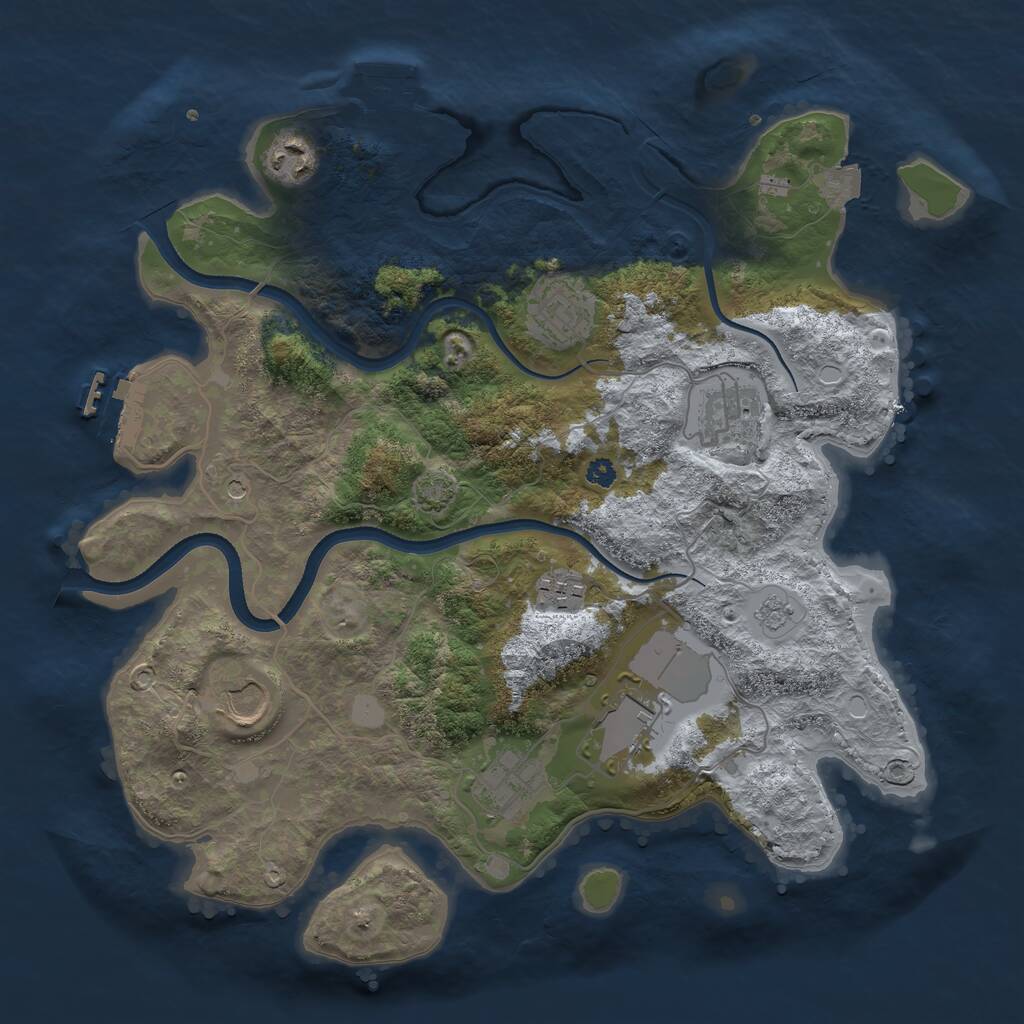 Rust Map: Procedural Map, Size: 3500, Seed: 812142, 13 Monuments