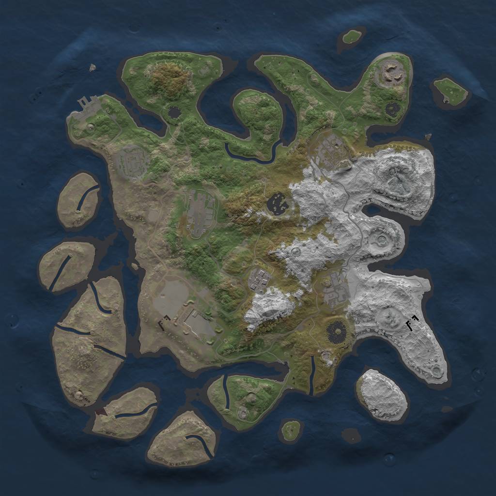 Rust Map: Procedural Map, Size: 3500, Seed: 812142, 12 Monuments