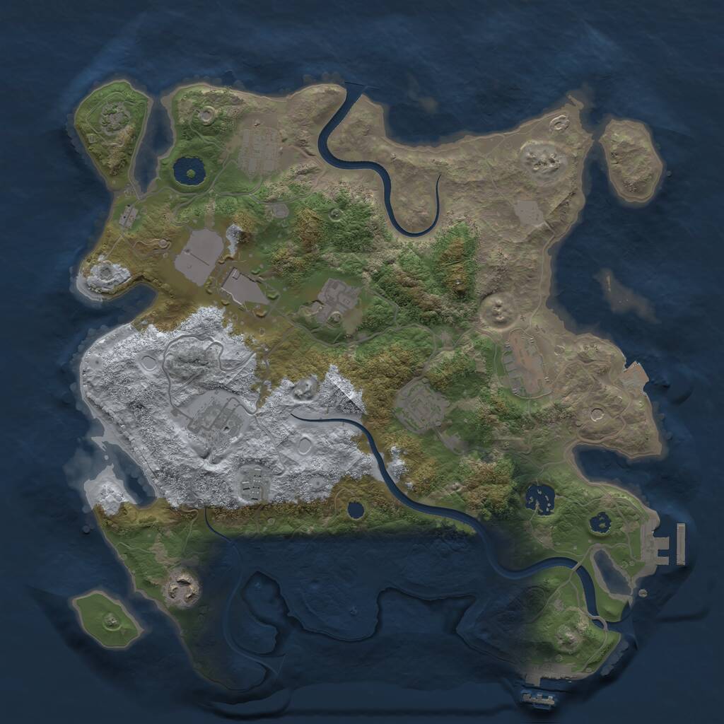 Rust Map: Procedural Map, Size: 3500, Seed: 113838, 14 Monuments