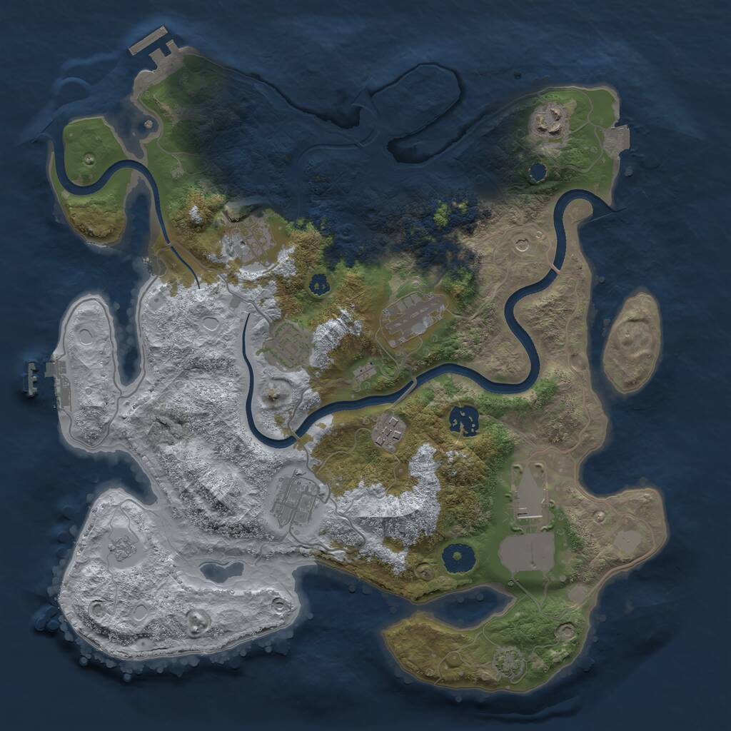 Rust Map: Procedural Map, Size: 3500, Seed: 779553, 14 Monuments