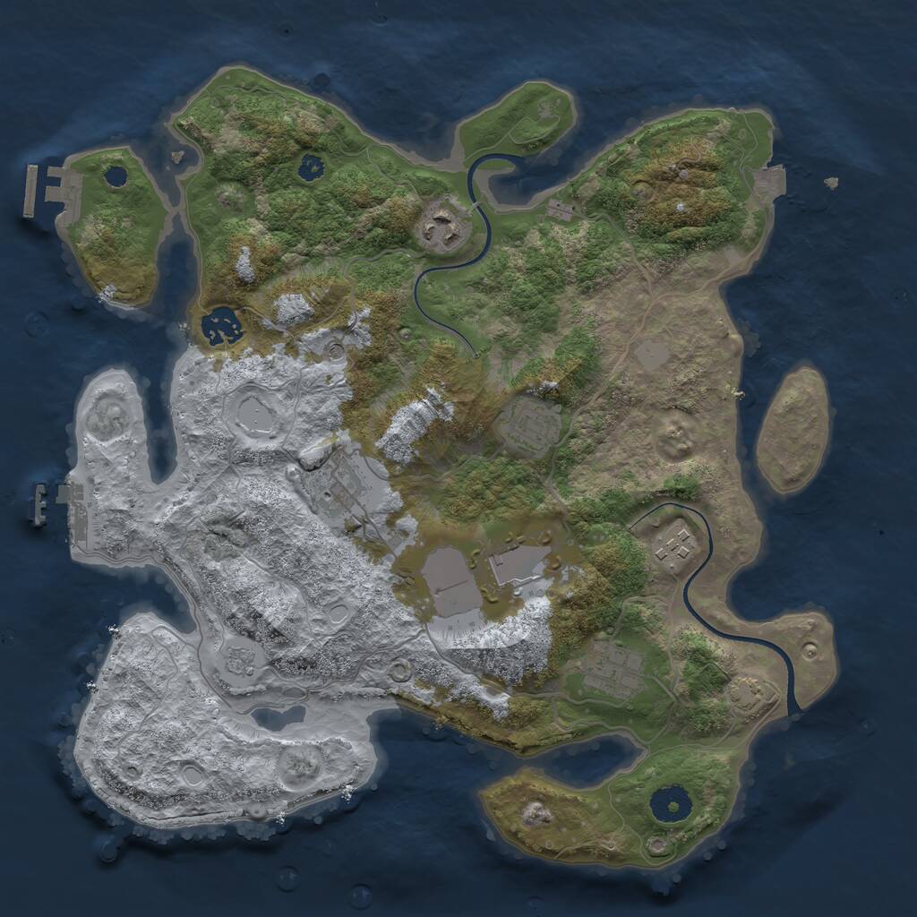 Rust Map: Procedural Map, Size: 3500, Seed: 779553, 13 Monuments