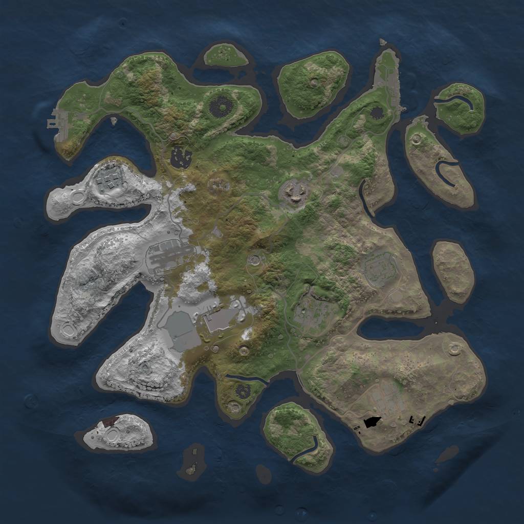 Rust Map: Procedural Map, Size: 3500, Seed: 27726, 19 Monuments