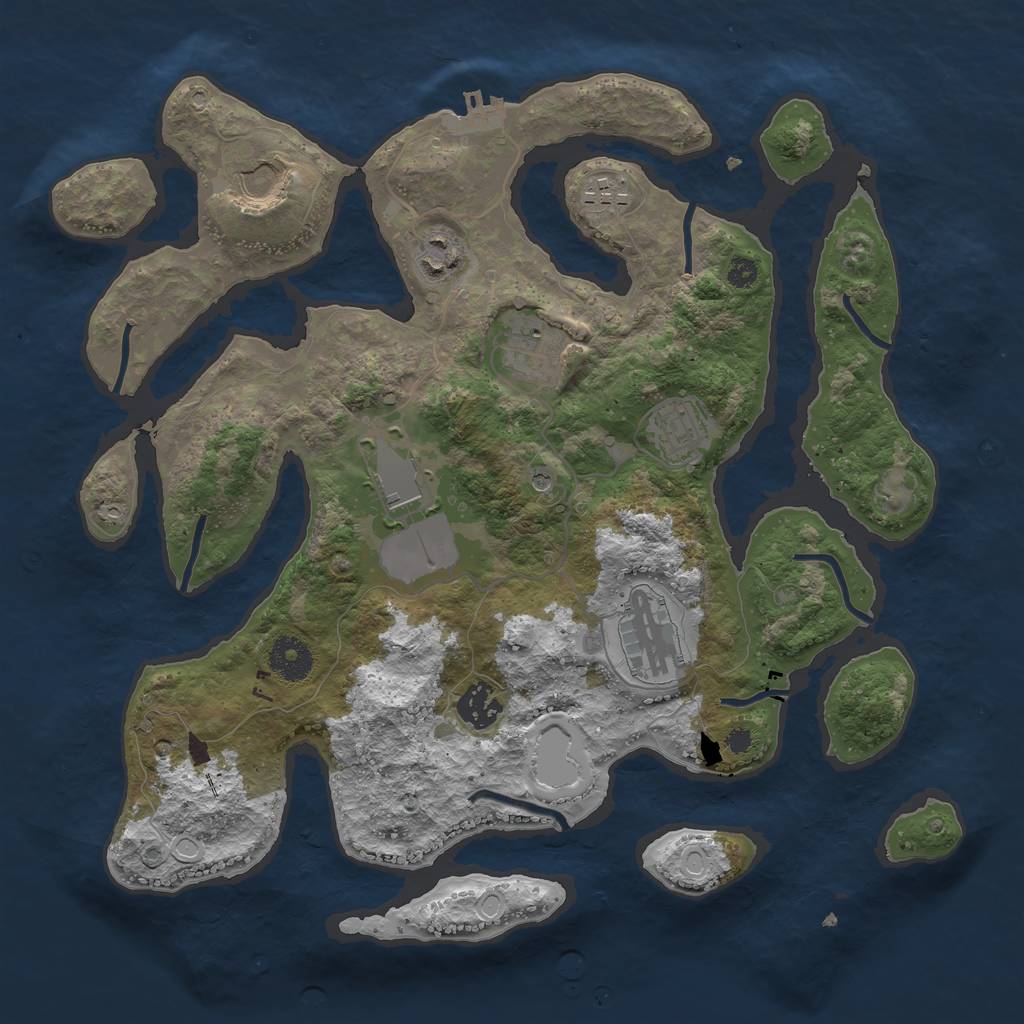 Rust Map: Procedural Map, Size: 3500, Seed: 678606, 15 Monuments