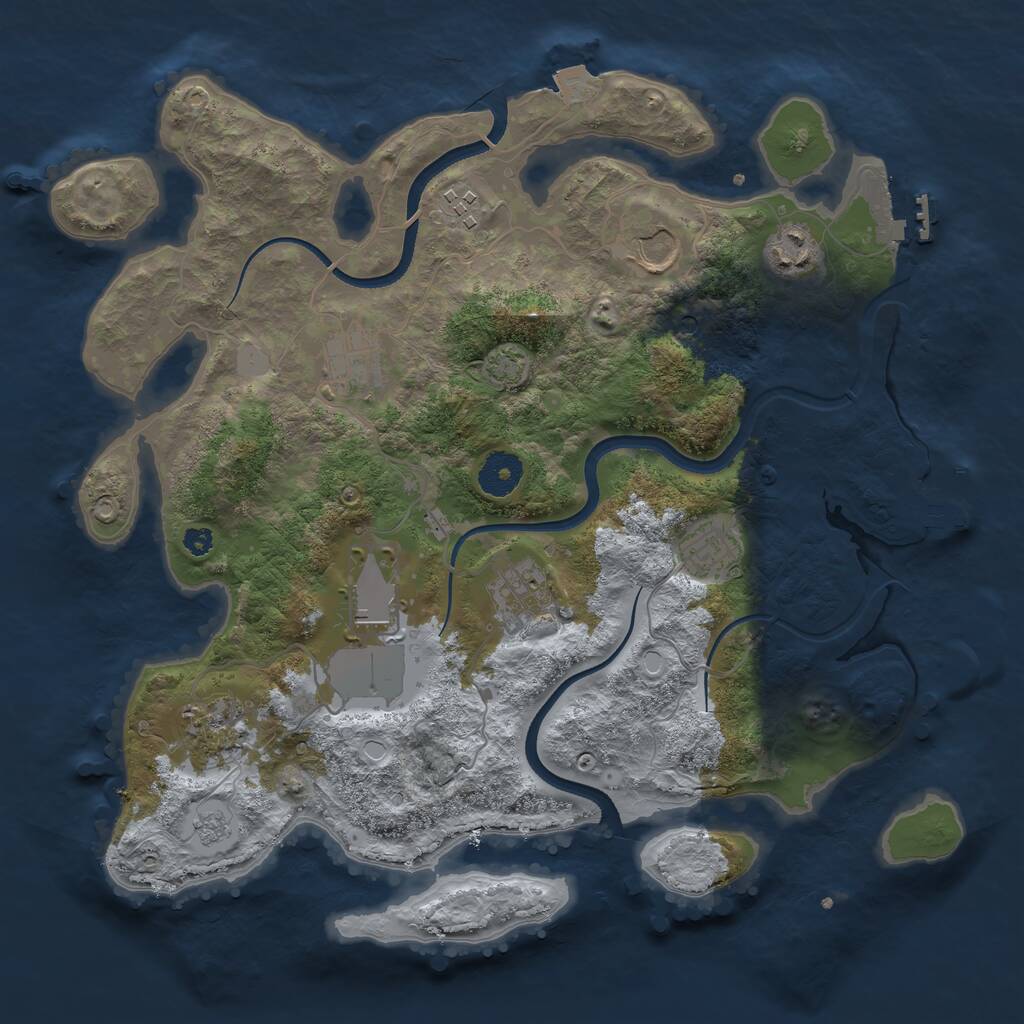 Rust Map: Procedural Map, Size: 3500, Seed: 678606, 14 Monuments