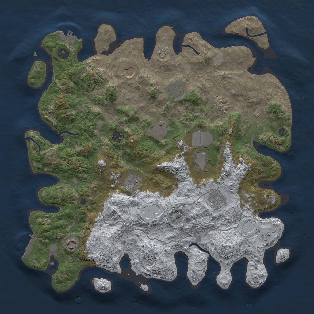 Rust Map: Procedural Map, Size: 4000, Seed: 474427458, 19 Monuments