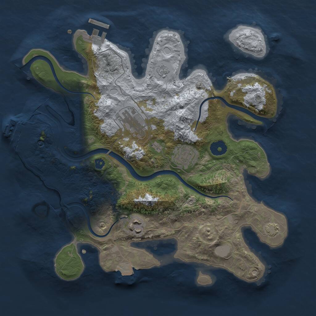 Rust Map: Procedural Map, Size: 3000, Seed: 5101078, 8 Monuments