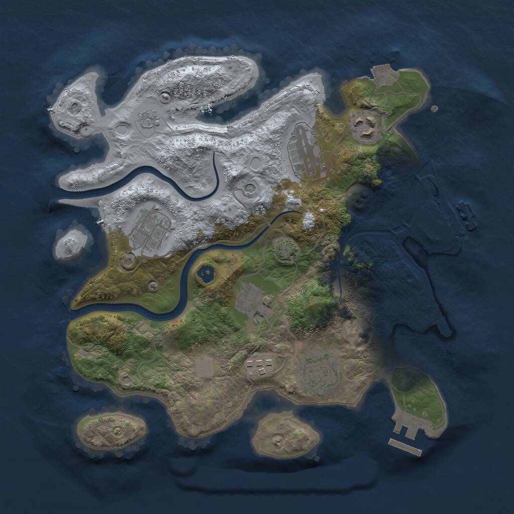 Rust Map: Procedural Map, Size: 3000, Seed: 1750, 12 Monuments