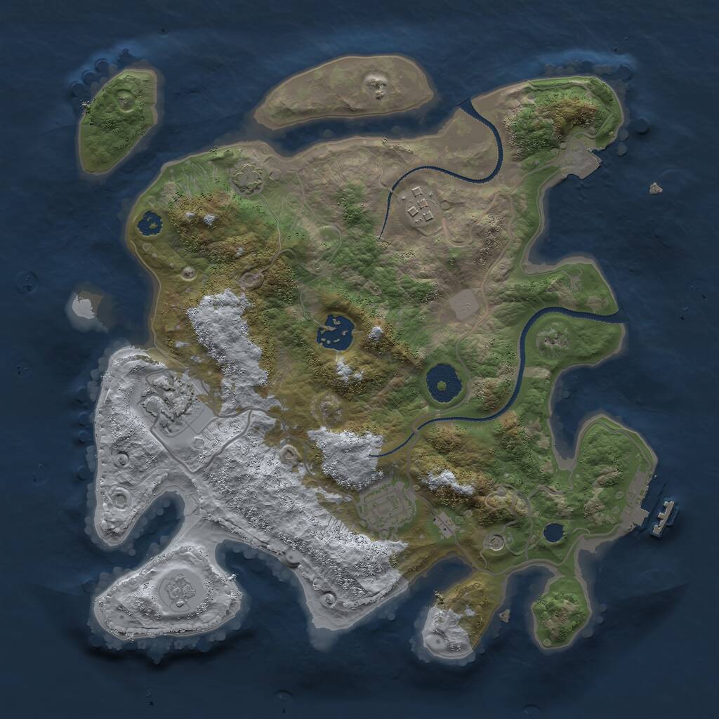 Rust Map: Procedural Map, Size: 3000, Seed: 2010413212, 9 Monuments