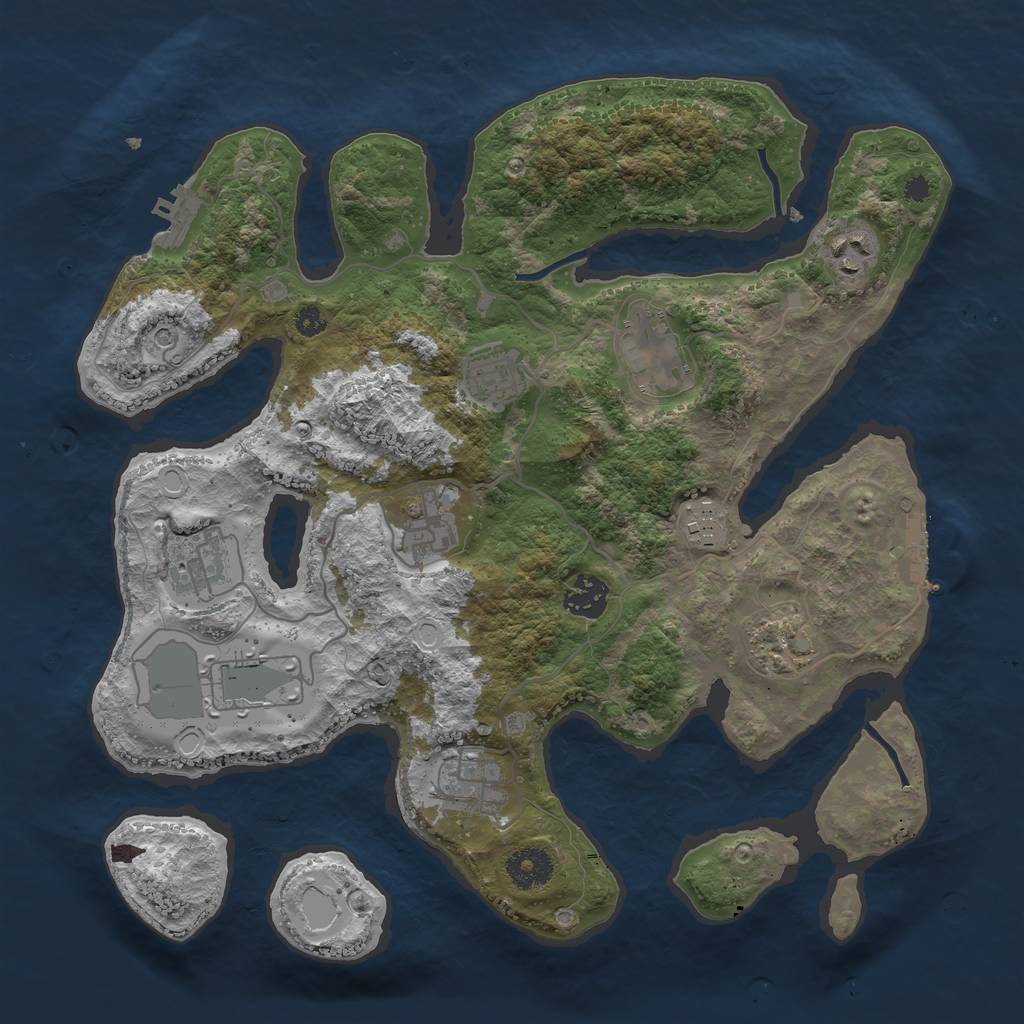 Rust Map: Procedural Map, Size: 3500, Seed: 14564843, 18 Monuments