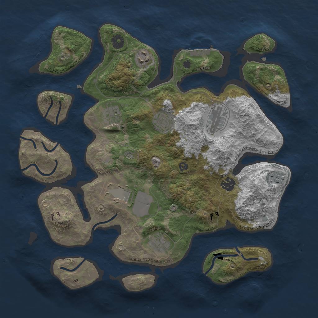 Rust Map: Procedural Map, Size: 3500, Seed: 1005862911, 12 Monuments