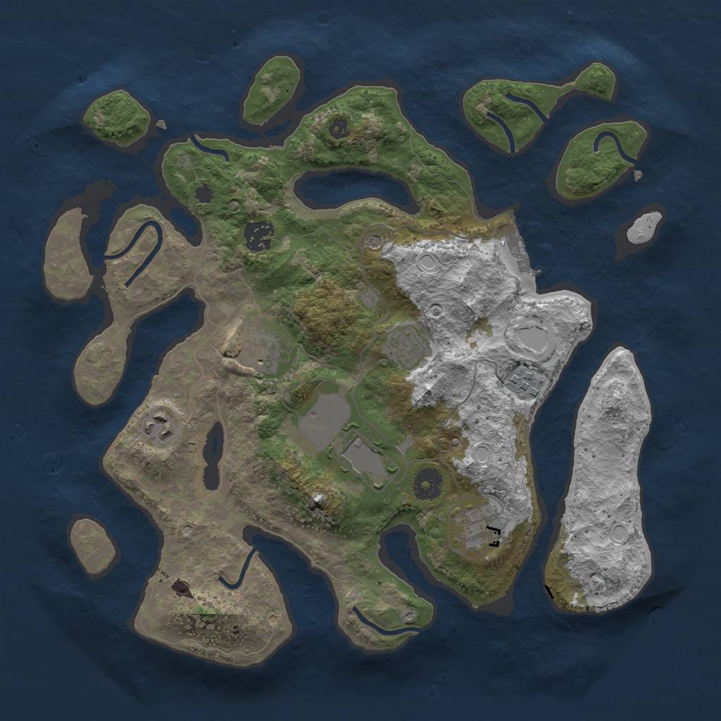 Rust Map: Procedural Map, Size: 3500, Seed: 1040081793, 17 Monuments