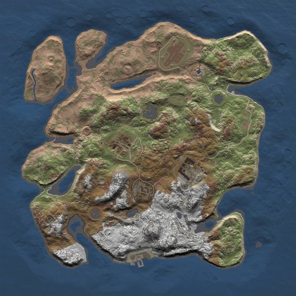 Rust Map: Procedural Map, Size: 3000, Seed: 294223849, 10 Monuments