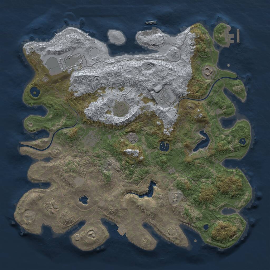 Rust Map: Procedural Map, Size: 4000, Seed: 659505, 14 Monuments