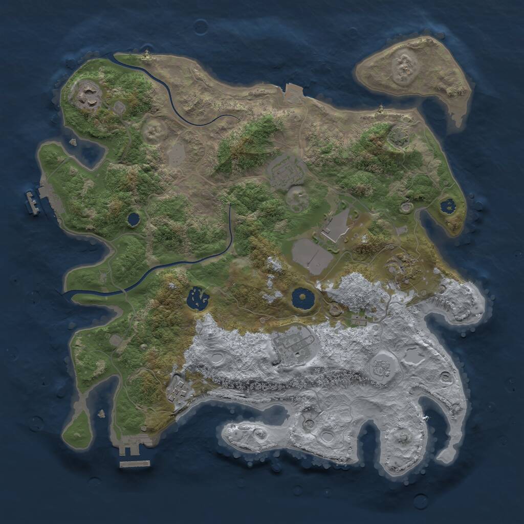 Rust Map: Procedural Map, Size: 3500, Seed: 996012, 13 Monuments