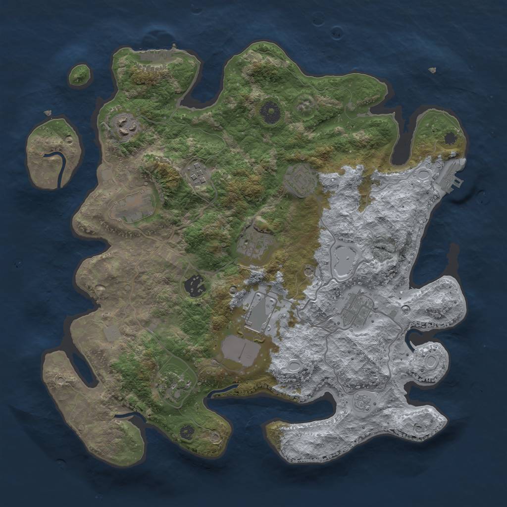 Rust Map: Procedural Map, Size: 3600, Seed: 1405499, 16 Monuments