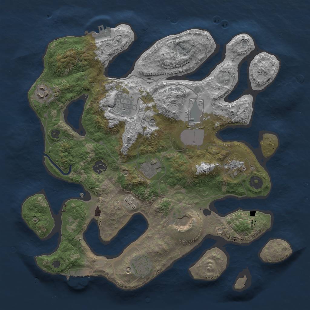 Rust Map: Procedural Map, Size: 3500, Seed: 546456345, 20 Monuments