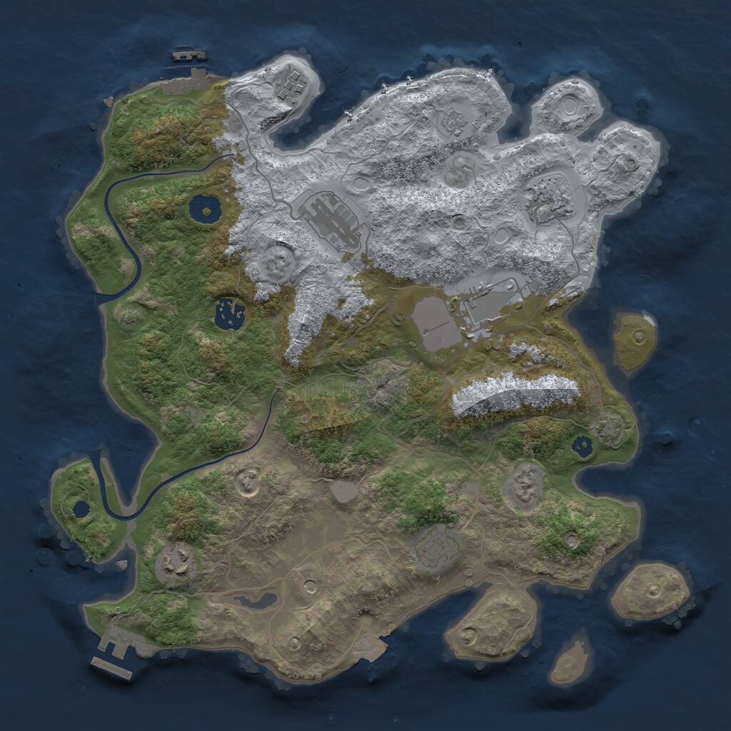 Rust Map: Procedural Map, Size: 3500, Seed: 546456345, 13 Monuments